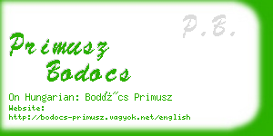 primusz bodocs business card